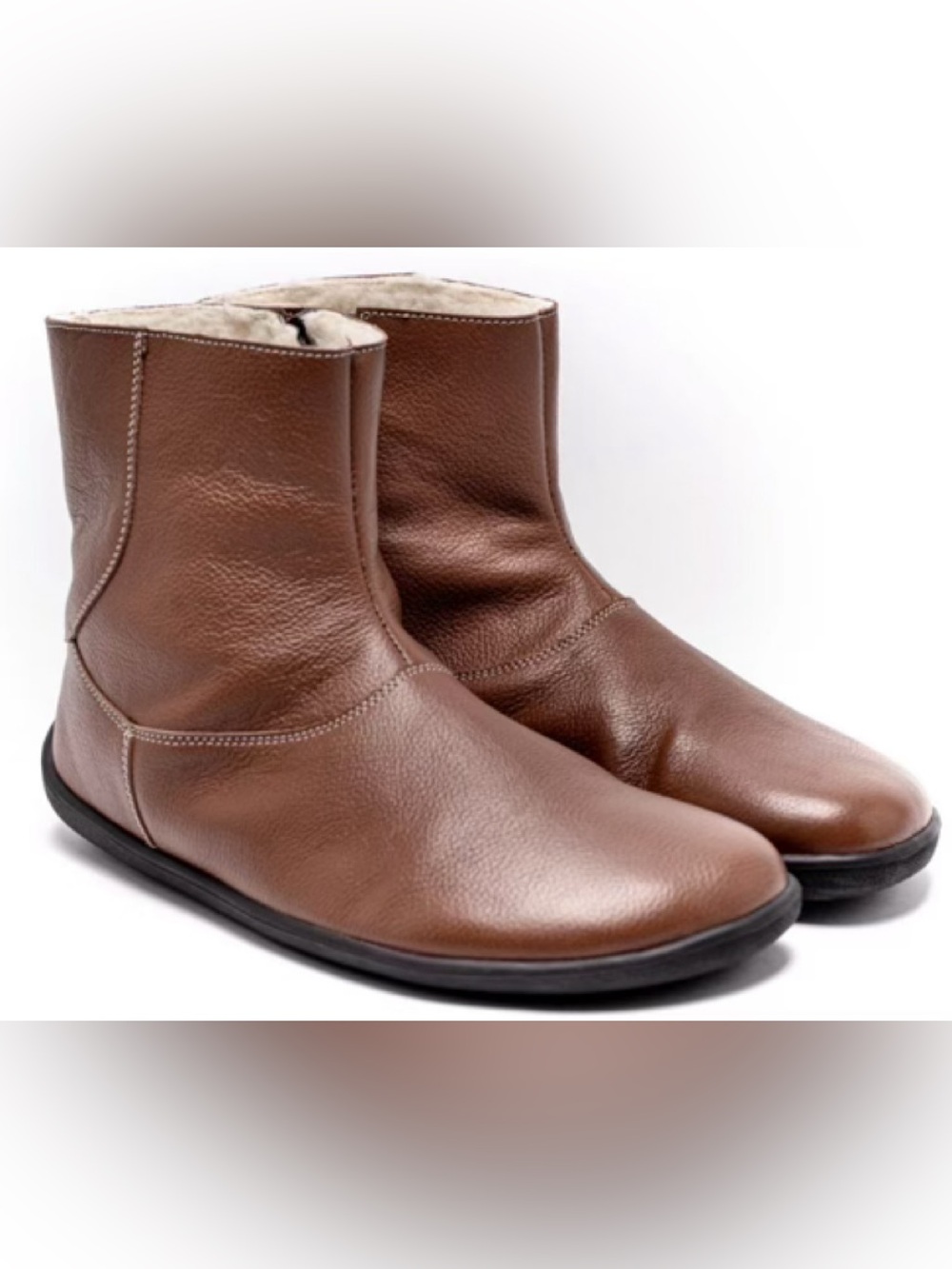 Womans Be Lenka Brown Leather Ankle Boots - Sherpa lined